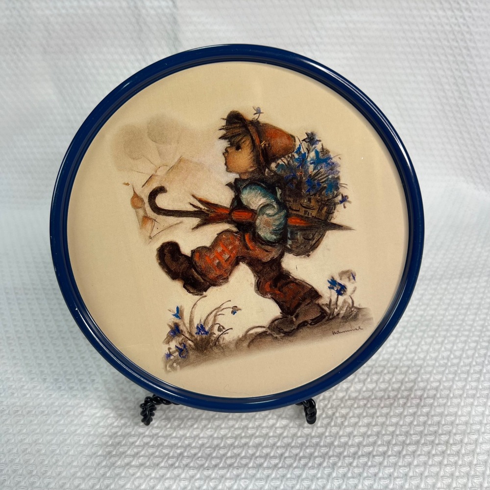 Vintage 1995 Hummel Merry Wanderer Round Metal Tin Olive Can Company Goebel 6.5"
